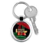 diagonal stripe Happy Kwanzaa Key Chain (Round)