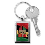 diagonal stripe Happy Kwanzaa Key Chain (Rectangle)