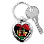 diagonal stripe Happy Kwanzaa Key Chain (Heart)