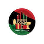 diagonal stripe Happy Kwanzaa Magnet 3  (Round)