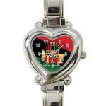 diagonal stripe Happy Kwanzaa Heart Italian Charm Watch