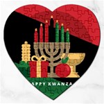 diagonal stripe Happy Kwanzaa Jigsaw Puzzle (Heart)