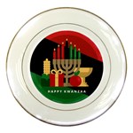 diagonal stripe Happy Kwanzaa Porcelain Plate