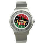 diagonal stripe Happy Kwanzaa Stainless Steel Watch