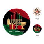 diagonal stripe Happy Kwanzaa Playing Cards (Round)