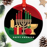 diagonal stripe Happy Kwanzaa Round Ornament (Two Sides)