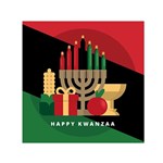 diagonal stripe Happy Kwanzaa Small Satin Scarf (Square)