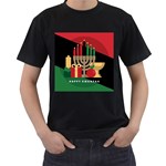 diagonal stripe Happy Kwanzaa Men s T-Shirt (Black)