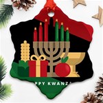 diagonal stripe Happy Kwanzaa Ornament (Snowflake)