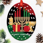 diagonal stripe Happy Kwanzaa Ornament (Oval Filigree)