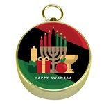 diagonal stripe Happy Kwanzaa Gold Compass