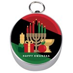 diagonal stripe Happy Kwanzaa Silver Compass