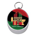 diagonal stripe Happy Kwanzaa Silver Compass (Mini)