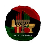 diagonal stripe Happy Kwanzaa Standard 15  Premium Flano Round Cushion 