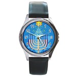 Hanukkah Menorah Round Metal Watch