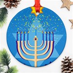 Hanukkah Menorah Ornament (Round)