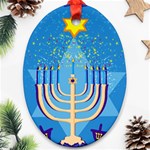 Hanukkah Menorah Ornament (Oval)