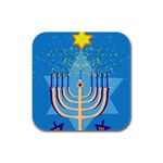 Hanukkah Menorah Rubber Square Coaster (4 pack)