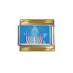 Hanukkah Menorah Gold Trim Italian Charm (9mm)