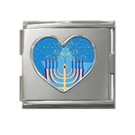 Hanukkah Menorah Mega Link Heart Italian Charm (18mm)