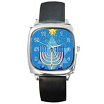 Hanukkah Menorah Square Metal Watch