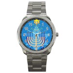 Hanukkah Menorah Sport Metal Watch