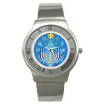 Hanukkah Menorah Stainless Steel Watch