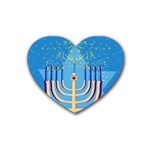 Hanukkah Menorah Rubber Coaster (Heart)