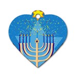 Hanukkah Menorah Dog Tag Heart (One Side)