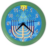 Hanukkah Menorah Color Wall Clock