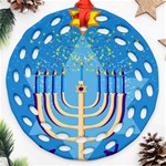 Hanukkah Menorah Ornament (Round Filigree)