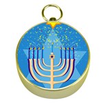 Hanukkah Menorah Gold Compass