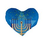 Hanukkah Menorah Standard 16  Premium Flano Heart Shape Cushion 