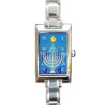 Hanukkah Menorah Rectangle Italian Charm Watch