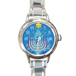 Hanukkah Menorah Round Italian Charm Watch