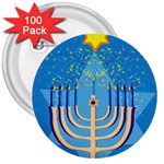 Hanukkah Menorah 3  Button (100 pack)