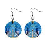 Hanukkah Menorah 1  Button Earrings