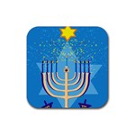 Hanukkah Menorah Rubber Coaster (Square)