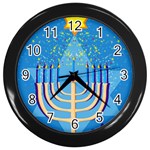 Hanukkah Menorah Wall Clock (Black)