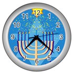 Hanukkah Menorah Wall Clock (Silver)