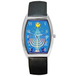 Hanukkah Menorah Barrel Style Metal Watch