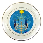 Hanukkah Menorah Porcelain Plate