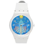 Hanukkah Menorah Round Plastic Sport Watch (M)