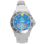 Hanukkah Menorah Round Plastic Sport Watch (L)