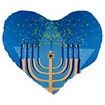 Hanukkah Menorah Large 19  Premium Heart Shape Cushion