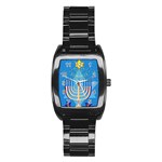 Hanukkah Menorah Stainless Steel Barrel Watch