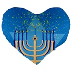 Hanukkah Menorah Large 19  Premium Flano Heart Shape Cushion