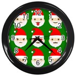 santa emoji emoticons Wall Clock (Black)