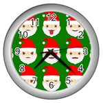 santa emoji emoticons Wall Clock (Silver)