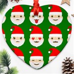 santa emoji emoticons Heart Ornament (Two Sides)